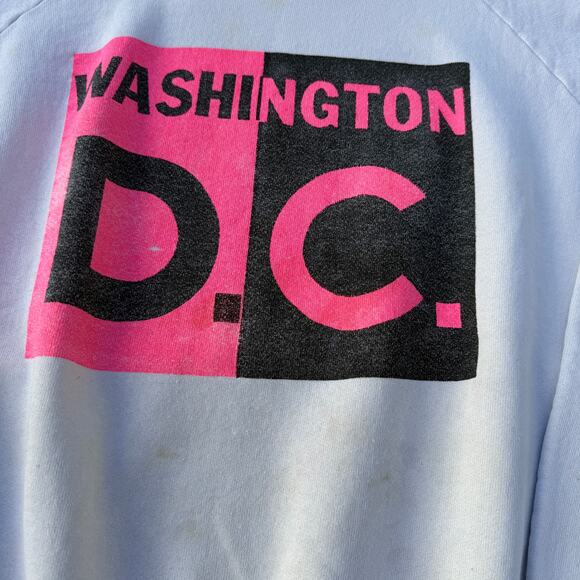 Vintage 80's Washington D.C. White Pink Split Crewneck Pullover Sweatshirt Sz XL - Picture 8 of 8